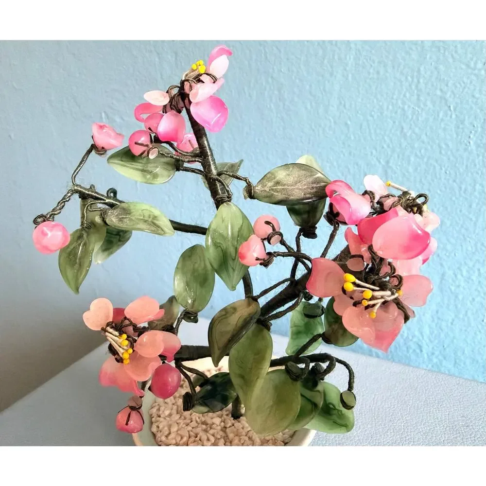 Vintage Chinese Bonsai Tree Pink Cherry Blossom 8